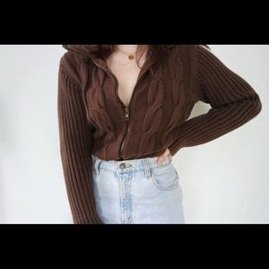 Vintage Cocoa Cable Knit Cardigan